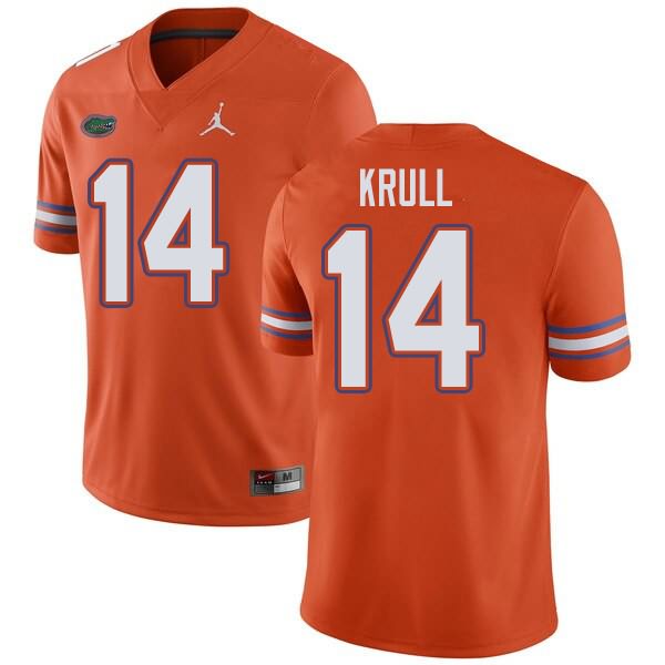 Men's NCAA Florida Gators Lucas Krull #14 Stitched Authentic Jordan Brand Orange College Football Jersey PLT8765AQ